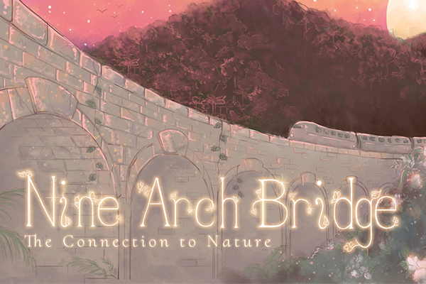 a thumbnail sized image of part of the nine arch bridge inspired illustration focusing in on the type