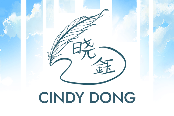 placeholder thumbnail image containing Cindy's portfolio logo along with her name combined with a series of rectangles hanging on top of the thumbnail with a day time cloud overlay